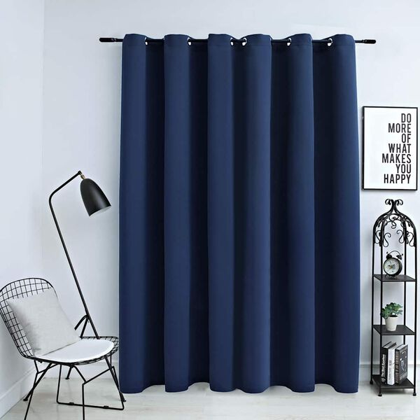 vidaXL Blackout Curtain with Metal Rings Blue 114.2x96.5"