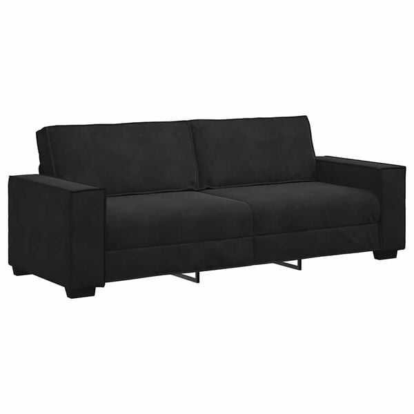 vidaXL 3-Seater Sofa Black Velvet 3-Seater Sofa Rectangular