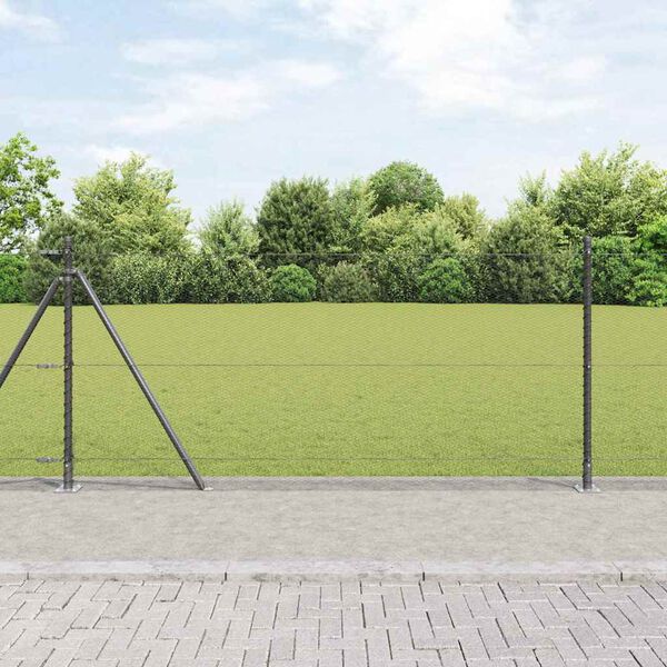 vidaXL Fence with Posts Gray 39.4" x 3937.0" PVC-coated steel