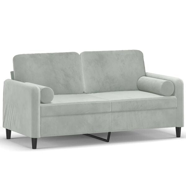 vidaXL 2-seater Sofa Light Grey Velvet 2-Seater Removable Covers