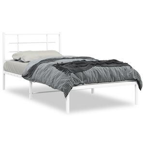 vidaXL Bed Frame White Powder-coated steel Single Bed Frame