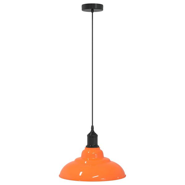 vidaXL Pendant Lamp Gloss Orange Metal Medium Height-Adjustable