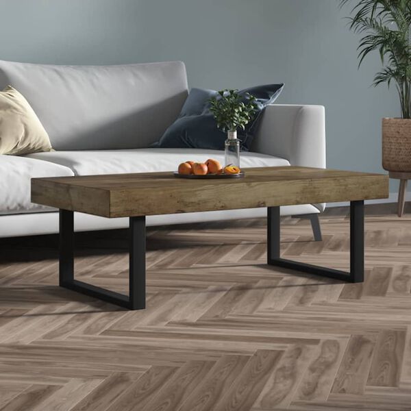 vidaXL Coffee Table Dark Brown and Black 47.2x23.6x15.7" MDF and Iron