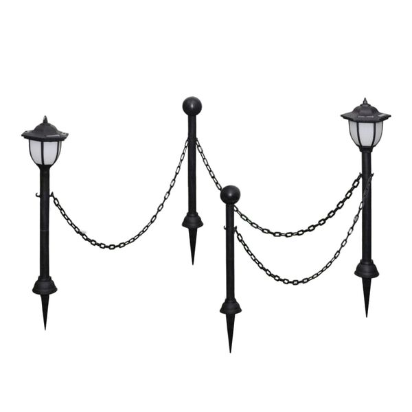 vidaXL Garden Lamp Set of 4 Black, Cool White Tough plastic, PP material