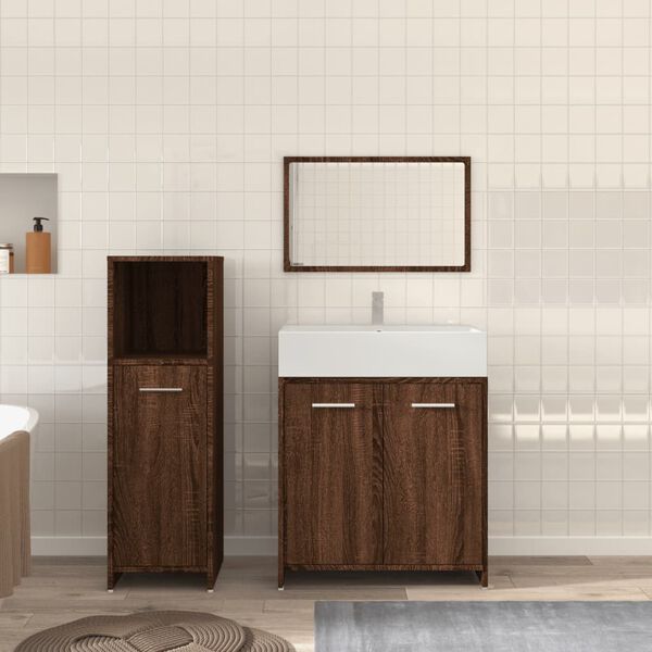 vidaXL Bathroom Furniture Set Brown Oak Engineered Wood Compact