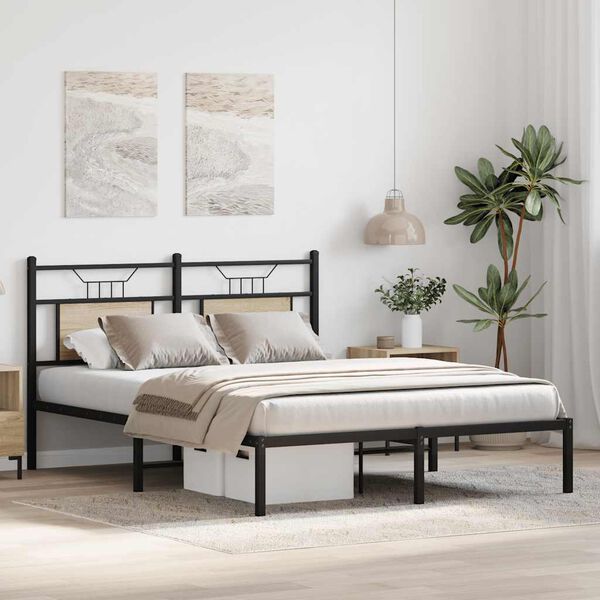 vidaXL Bed Frame Sonoma Oak Engineered wood, Steel Full Bed Frame