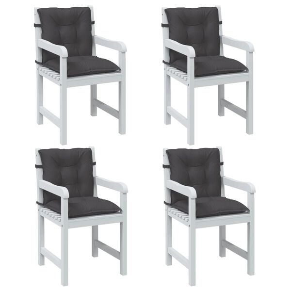 vidaXL Lowback Chair Cushion Set of 4 Melange Anthracite 100% Polyester