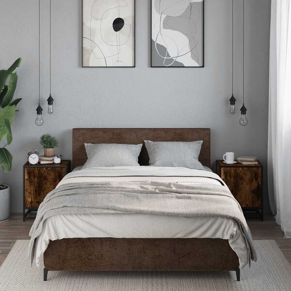 vidaXL Bedside Cabinet Set of 2 Smoked Oak Engineered Wood