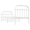 vidaXL Bed Frame White Steel Single Bed Frame Rectangular Single Bed