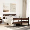 vidaXL Bed Frame Brown Oak Steel, Engineered Wood Full Height-Adjustable