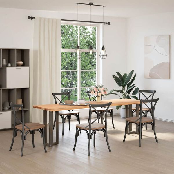 vidaXL Console Table Legs T-Shaped&nbsp;2 pcs Natural Steel 15.0 x 9.8 x (28.3-28.7) " Steel