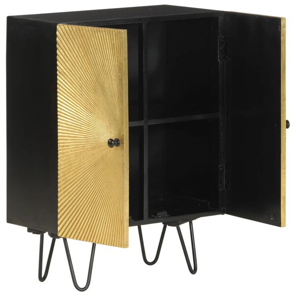 vidaXL Sideboard Gold and Black Solid mango wood and brass Medium