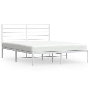 vidaXL Bed Frame White Steel Full Bed Frame Rectangular Full Bed