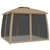 vidaXL Gazebo with Double Roof&Mesh Walls Taupe 9.6'x9.6' Steel