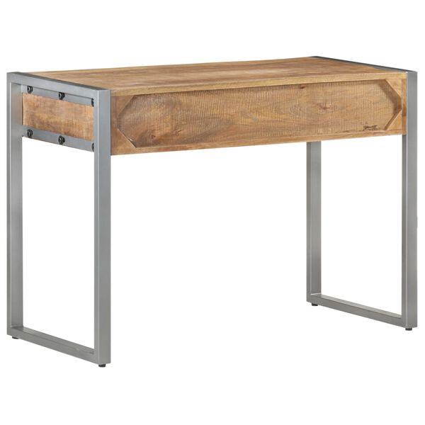 vidaXL Desk Rough Natural Mango Wood and Grey Iron Rough Mango Wood and Iron