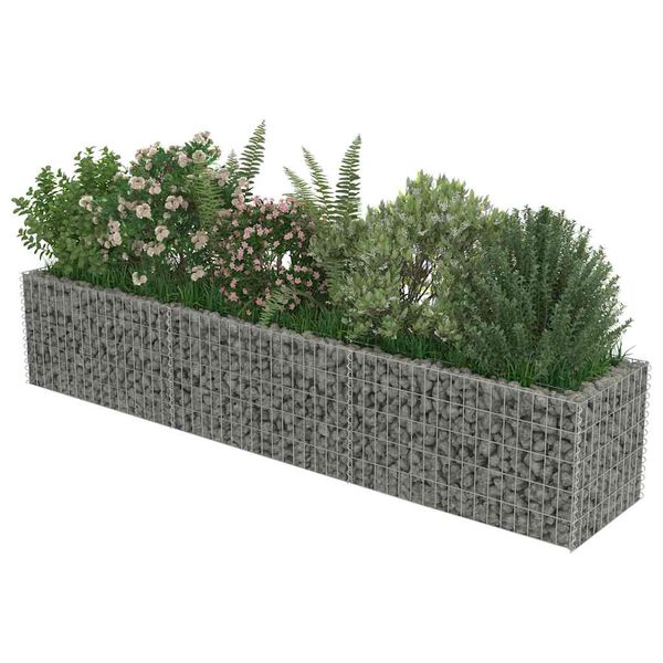 vidaXL Gabion Raised Bed Silver Galvanized Steel Large Durable