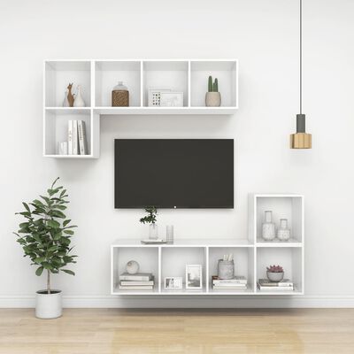 vidaXL Wall-mounted TV Cabinet White 14.6"x14.6"x28.3" Chipboard