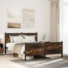 vidaXL Bed Frame Smoked Oak Steel Full Bed Frame Rectangular