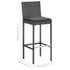 vidaXL Garden Bar Set Grey PE rattan, steel, polyester fabric Footrest