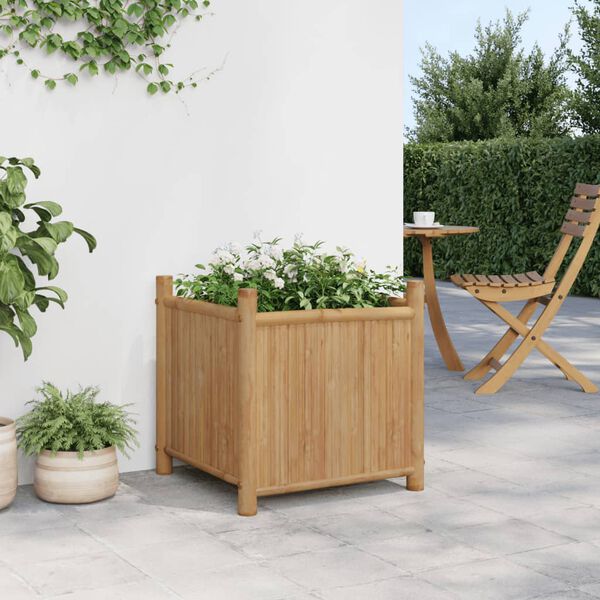 vidaXL Planter Natural Bamboo 19.7x19.7x19.7 in Stylish Planter Square