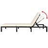 vidaXL Sunlounger Black PE rattan Standard Removable Covers