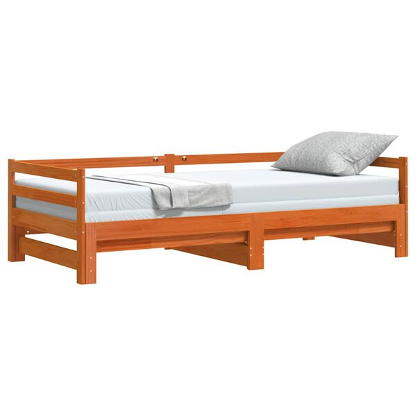 vidaXL Daybed With Trundles Wax brown Solid pine wood 35.4x78.7 in