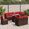 vidaXL 9 Piece Patio Sofa Set with Cushions Brown Poly Rattan Acacia