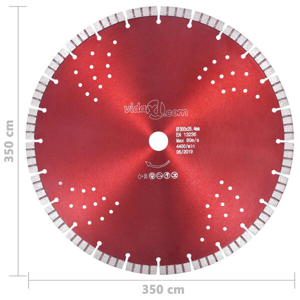 vidaXL Diamond Cutting Disc with Turbo and Holes Steel 13.78 "