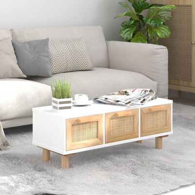 vidaXL Coffee Table White 31.5"x15.7"x11.8" Engineered Wood&Solid Wood Pine