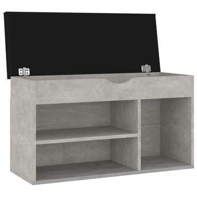 vidaXL Shoe Bench with Cushion Concrete Gray 31.5"x11.8"x18.5" Engineered Wood