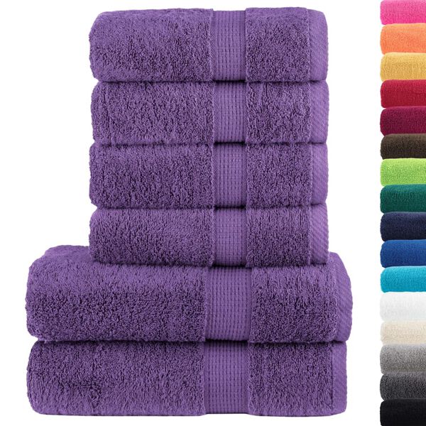 vidaXL Towel Set Purple 100% cotton 19.7 x 39.4 in Hooks