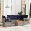 vidaXL 6 Piece Garden Sofa Set with Cushions Grey Poly Rattan