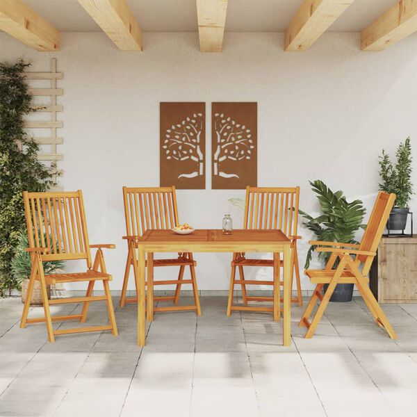 vidaXL Garden Dining Set Brown Solid Acacia Wood Medium Foldable