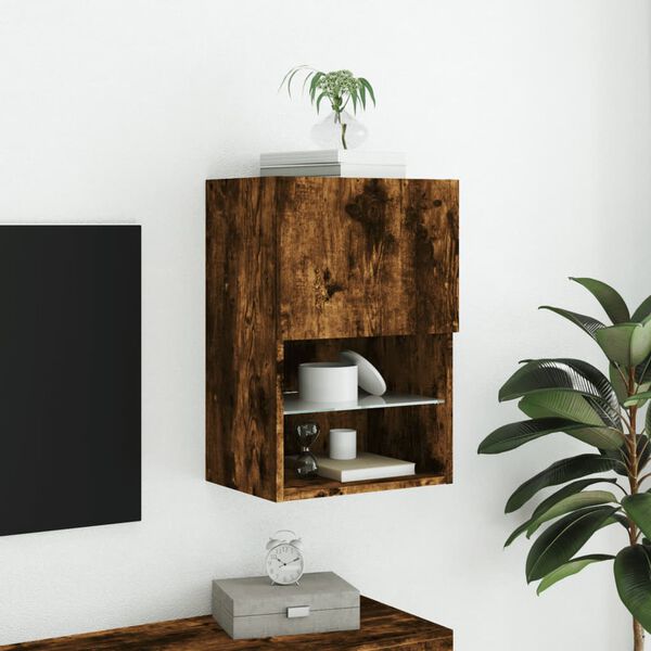 vidaXL TV Cabinet Smoked Oak Engineered Wood Compact TV Cabinet