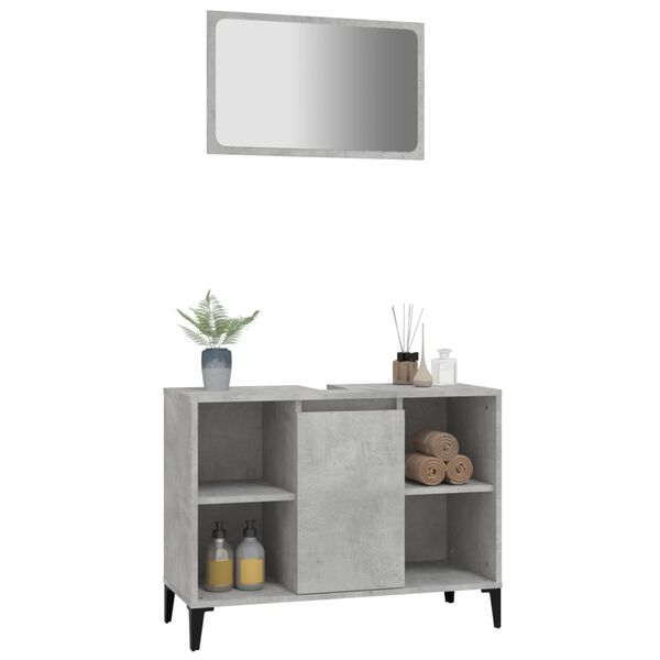 vidaXL Bathroom Furniture Set Concrete Grey Engineered Wood, Metal, Acrylic
