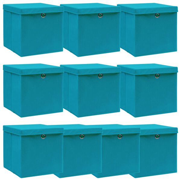 vidaXL Storage Box Set of 10 Baby Blue Non-woven fabric (100% polyester)