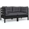 vidaXL Garden Lounge Set Black Solid pine wood, fabric (100% polyester)