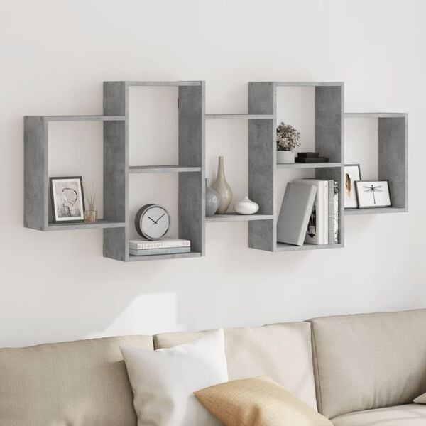vidaXL Wall Shelf Concrete Grey Engineered Wood Medium Wall Mounting