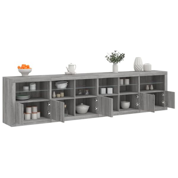vidaXL Sideboard Grey Sonoma Engineered wood, glass Large Sideboard