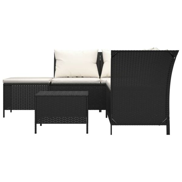 vidaXL Garden Lounge Set Black, Cream White