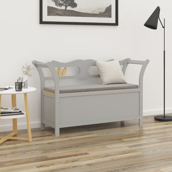 vidaXL Bench Grey Solid fir wood, engineered wood Medium Bench