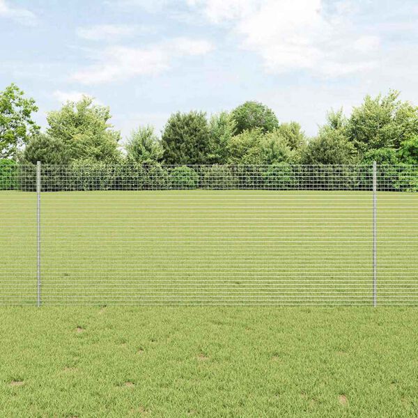 vidaXL Fence and Post Silver 3.28 x 32.81 ft Steel