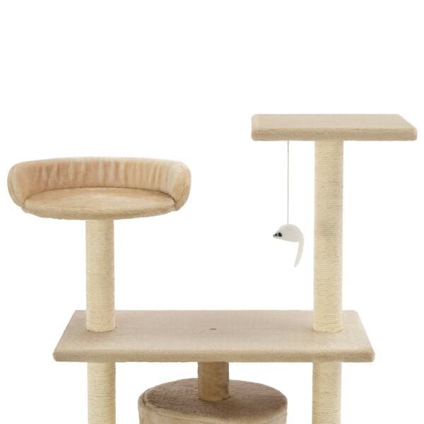 vidaXL Cat Tree Beige Engineered wood, sisal rope, plush fabric Medium