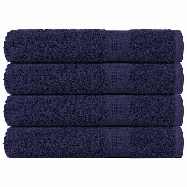 vidaXL Towel Set of 4 Navy Blue 100% Cotton XL Cotton Bath Towel