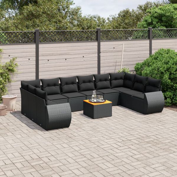 vidaXL Garden Sofa Set Black PE Rattan Large Modular Garden Sofa Set