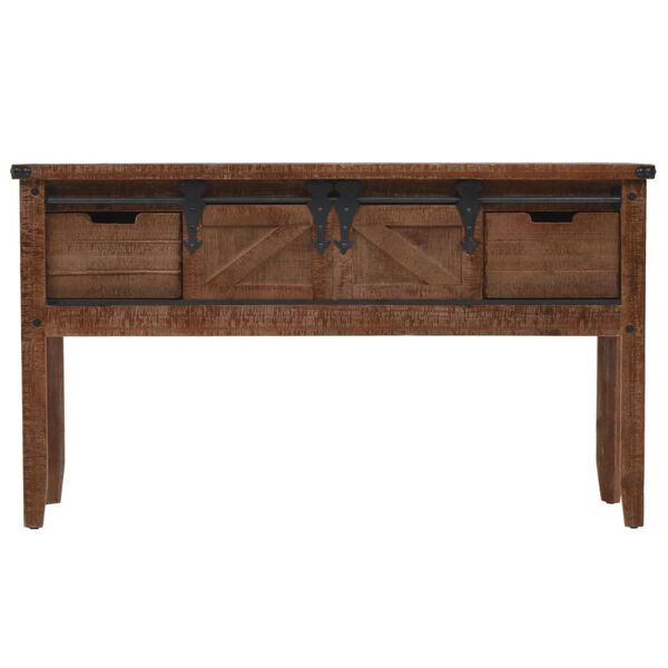 vidaXL Console Table Brown Solid fir wood, MDF, steel 51.6x14.0x29.5 in