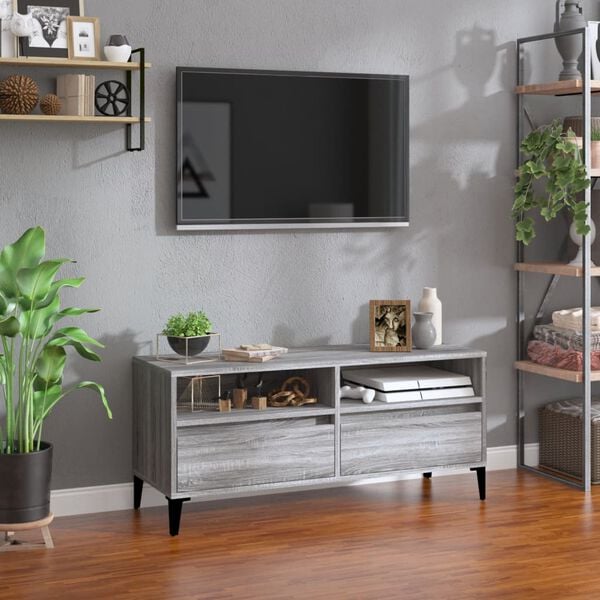 vidaXL TV Cabinet Gray sonoma Engineered wood, metal Medium TV Cabinet