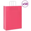 vidaXL Paper Bags 50 pcs with Handles Pink 12.6x4.7x16.5"