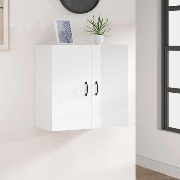 vidaXL Wall Cabinet High gloss white Engineered wood Medium Wall Cabinet