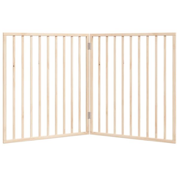 vidaXL Dog Gate Set of 2 Brown Solid Poplar wood 63 in long Foldable